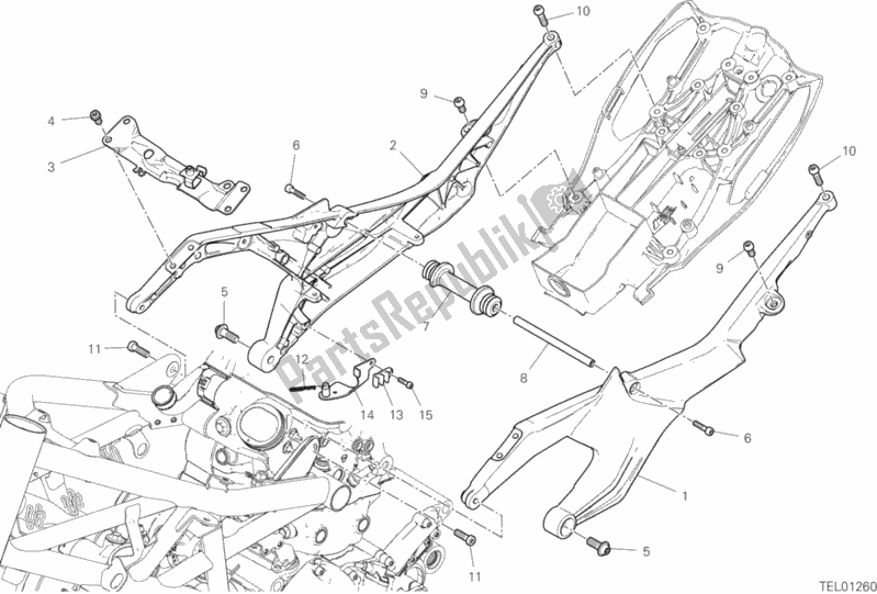All parts for the Rear Frame Comp. Of the Ducati Diavel 1260 S Brasil 2019